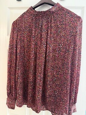 H&M Multicolor Floral Print Long Sleeve Blouse - Pink, Black, Yellow